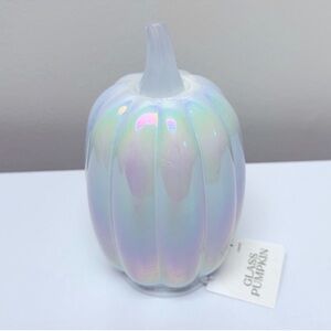 New! Target Bullseye Playground White Iridescent Glass Pumpkin Decor